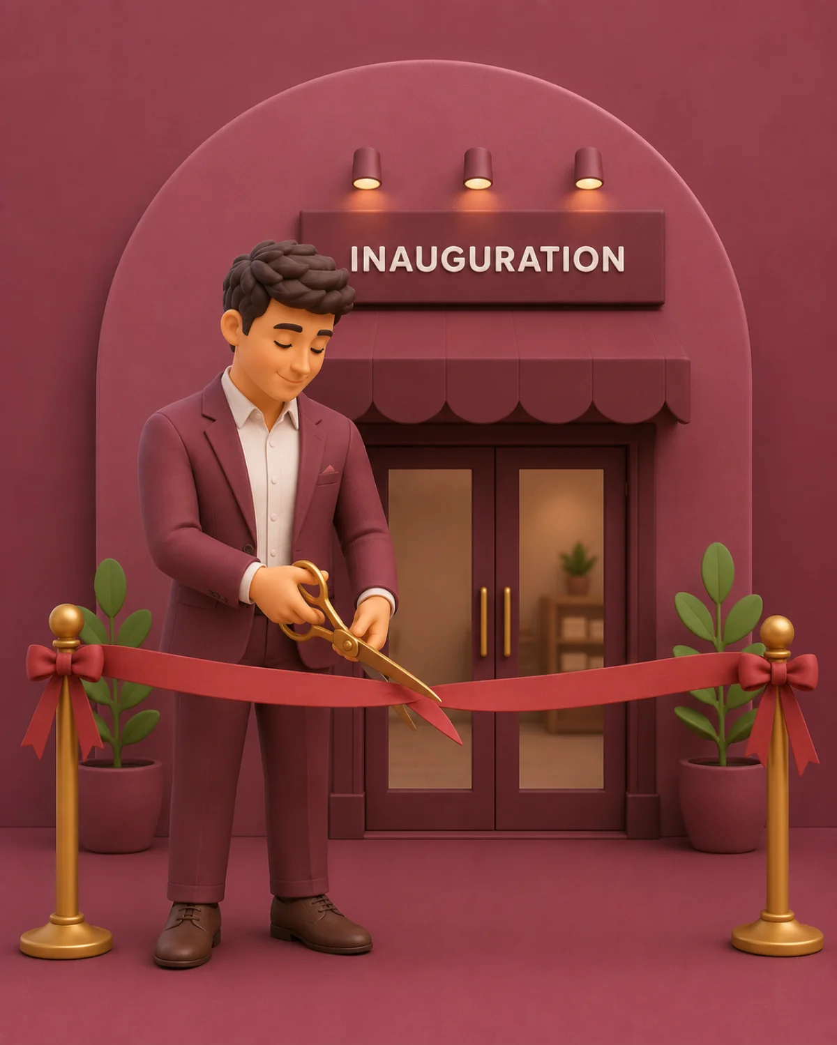 Ribbon-cutting inauguration illustration